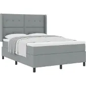 vidaXL Boxspring bed met kussen Lichtgrijs 190 x 140 cm Stof