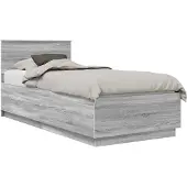 vidaXL Bedframe met hoofdeinde Grijs sonoma 70 x 190 cm Bewerkt hout