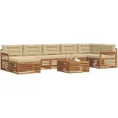 vidaXL Buiten bank set 8 st Natuurlijk en Beige