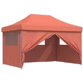 vidaXL Partytent inklapbaar pop-up met 4 zijwanden terracottakleurig
