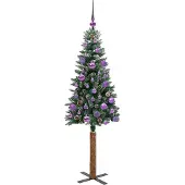 vidaXL Slanke Kerstboom Groen 150 cm PVC en massief dennenhout