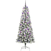 vidaXL Kunstmatige Hinged Kerstboom met 300 LED Groen en Wit 180 cm