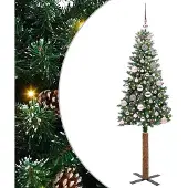 vidaXL Slanke Kerstboom Groen 150 cm PVC en massief dennenhout
