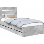 vidaXL Bedframe met lade Beton Grijs 75 x 190 cm Ingenieurshout