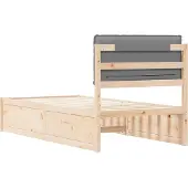 vidaXL Bedframe met Gevoerde Hoofdbord Lichtgrijs 75 x 190 cm