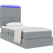 vidaXL LED opbergbed met matras Lichtgrijs 100 x 200 cm Stof