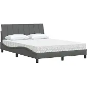 vidaXL Bed met matras "Hanko" stof donkergrijs 120x200 cm
