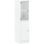 vidaXL Hoge kast met glazen deur 35x37x142 cm wit
