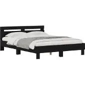vidaXL Bedframe Zwart Eiken 160 x 200 cm Bewerkt hout