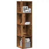 vidaXL Hoekkast 33x33x132 cm bewerkt hout oud houtkleurig