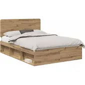 vidaXL Bedframe Artisanaal eiken 140 x 190 cm Massief grenenhout