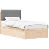 vidaXL Bedframe met Gevoerde Hoofdbord Lichtgrijs 90 x 190 cm