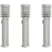 vidaXL Buitenvloerlampen 3 st stopcontact 60 cm roestvrijstaal zilver