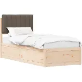 vidaXL Bedframe met Gevoerde Hoofdbord Taupe 80 x 200 cm