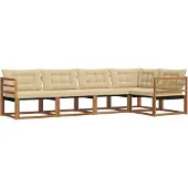 vidaXL Buiten bank set 5 st Natuurlijk en Beige