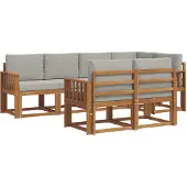 vidaXL Buiten bank set 7 st Natuurlijk en Licht Grijs