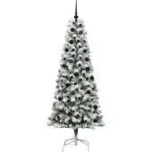 vidaXL Kunstmatige Hinged Kerstboom 300 LED's Groen en Wit 210 cm
