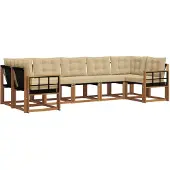 vidaXL Buiten bank set 7 st Natuurlijk en Beige