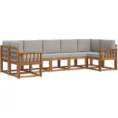 vidaXL Buiten bank set 7 st Naturel en lichtgrijs