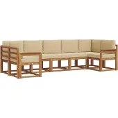 vidaXL Buiten bank set 7 st Natuurlijk en Beige
