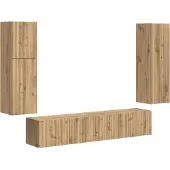vidaXL Tv-meubelset 4 st Artisan Eiken Bewerkt hout