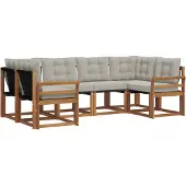 vidaXL Buiten bank set 6 st Naturel en lichtgrijs