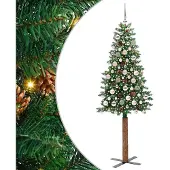 vidaXL Slanke Kerstboom Groen 180 cm PVC en massief dennenhout