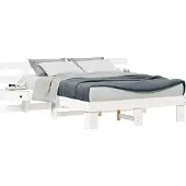 vidaXL Bedframe met hoofdeinde Wit 140 x 200 cm Massief grenenhout
