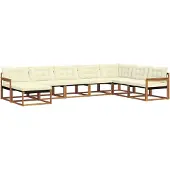 vidaXL Buiten bank set 8 st Natuurlijk en Crème Massief Acacia Hout