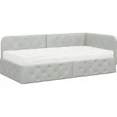 vidaXL Hoek Bed Frame Lichtgrijs 90 x 190 cm Fluweel
