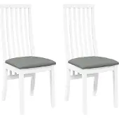 vidaXL Eetkamerstoelen met kussens 2 st massief hout rubber wit