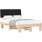 vidaXL Bedframe met Gevoerde Hoofdbord Zwart 120 x 200 cm