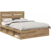 vidaXL Bedframe Ambachtelijk Eiken 140 x 190 cm Massief grenenhout
