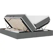 vidaXL Opbergbed met matras Donkergrijs 180 x 200 cm Polyester
