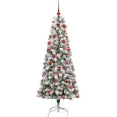 vidaXL Kunstmatige Hinged Kerstboom met 300 LED Groen en Wit 180 cm