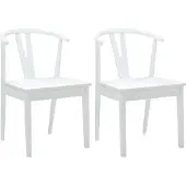 vidaXL Eetkamerstoel 2 st Massief Rubberhout Wit en Wit