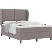 vidaXL Boxspring bed met hoofdeinde Taupe 140 x 200 cm Stof