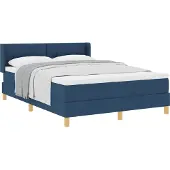 vidaXL Boxspringbed met hoofdeinde, blauw, 190 x 140 cm, gestoffeerd