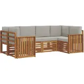 vidaXL Buiten bank set 6 st Natuurlijk en Licht Grijs