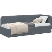 vidaXL Hoek Bed Frame Donkergrijs 80 x 200 cm Fluweel