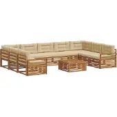 vidaXL Buiten bank set 10 st Natuurlijk en Beige Massief Acacia Hout