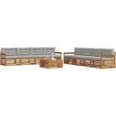 vidaXL Buiten bank set 9 st Natuurlijk en Licht Grijs