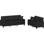 vidaXL 2-delige Loungeset met kussens kunstleer zwart
