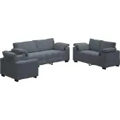 vidaXL 3-delige Loungeset met kussens fluweel donkergrijs