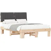 vidaXL Bedframe met Gevoerde Hoofdbord Donkergrijs 135 x 190 cm