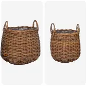 vidaXL Plantmand met opslag 2 st Natuurlijk Bruin Kubu Rattan