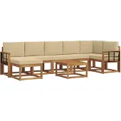 vidaXL Buiten bank set 8 st Natuurlijk en Beige