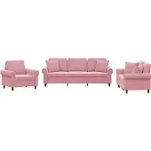 vidaXL 3-delige Loungeset met kussens fluweel roze
