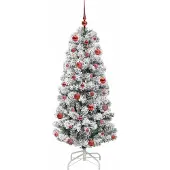 vidaXL Kunstmatige Hinged Kerstboom 150 LED's Groen en Wit 150 cm