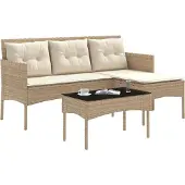 vidaXL Tuinbank Set met kussen 2 pcs poly rattan